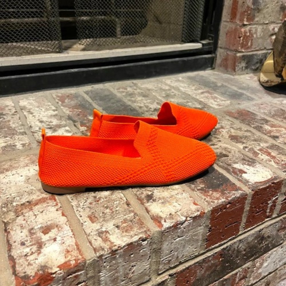 Orange Knit Flats